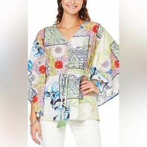 NWT DG2 by Diane Gilman printed challis tie waist poncho 3X 🌺🌸🌹 BN 1